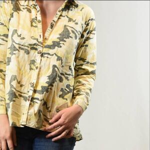 Free People Artisan De Luxe Camo Button Down Shirt